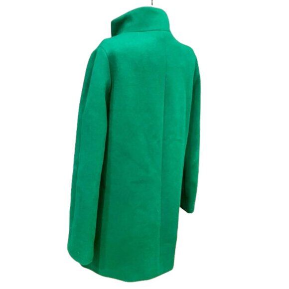 J.Crew Emerald Wool Coat | Funnel Collar Zip Closure | Size 10 - Picture 3 of 5